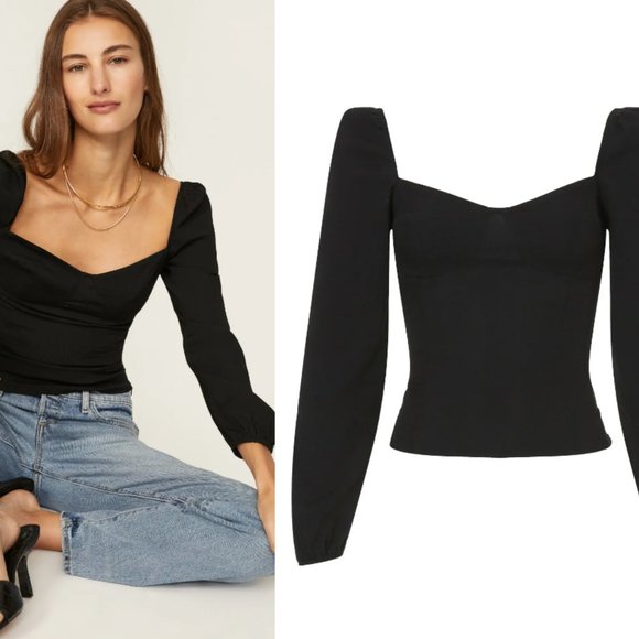 REFORMATION Reign Black Top Size 2 - Picture 2 of 5